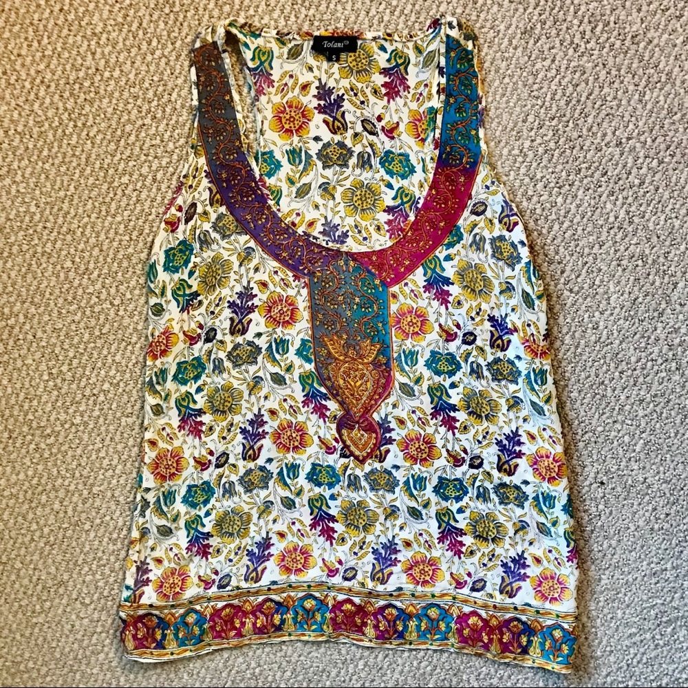 Tolani 100% Silk Printed Tank